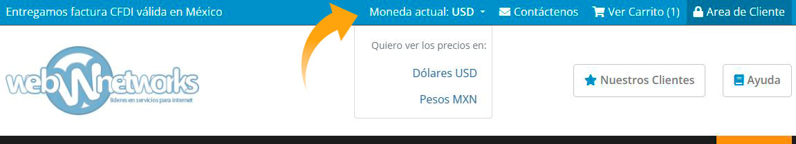 banner indicando cambio de moneda